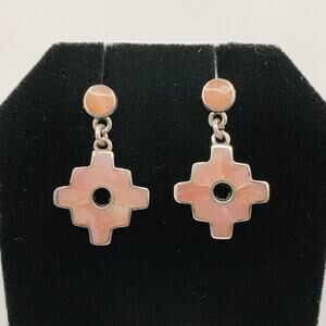 Peruvian Chakana Conch Shell 950 Sterling Silver Earrings